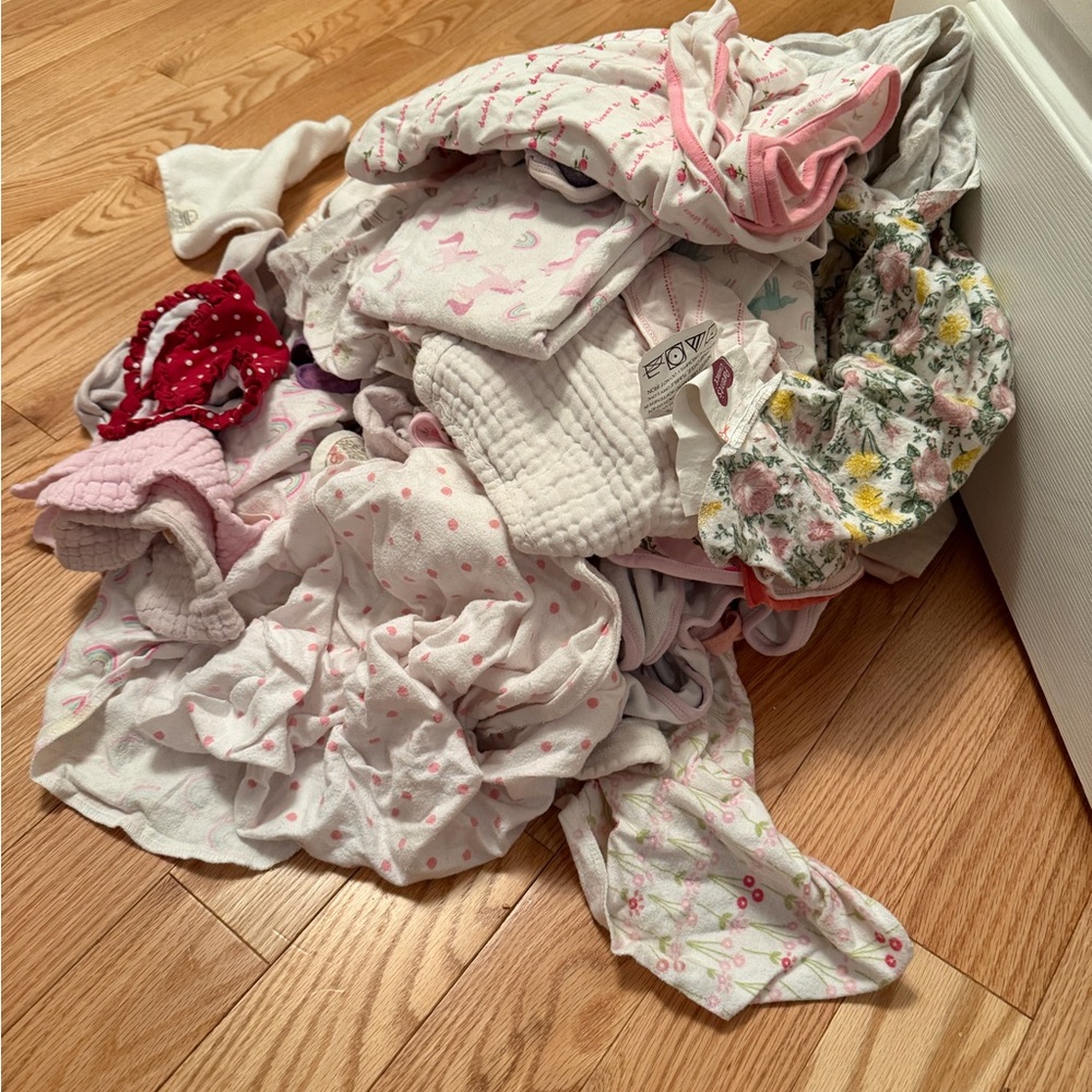 Baby Cloths Bundle with Pink and White Patterns